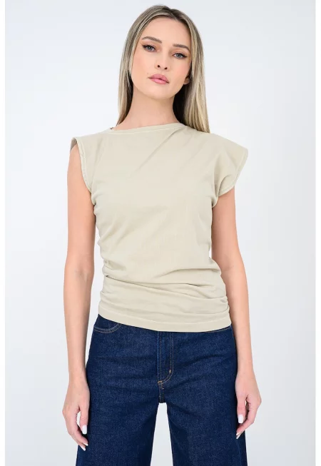 Памучна тениска - Светло бежово