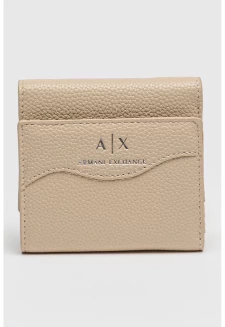 Портфейл от еко кожа с тройно прегъване - Светло бежово