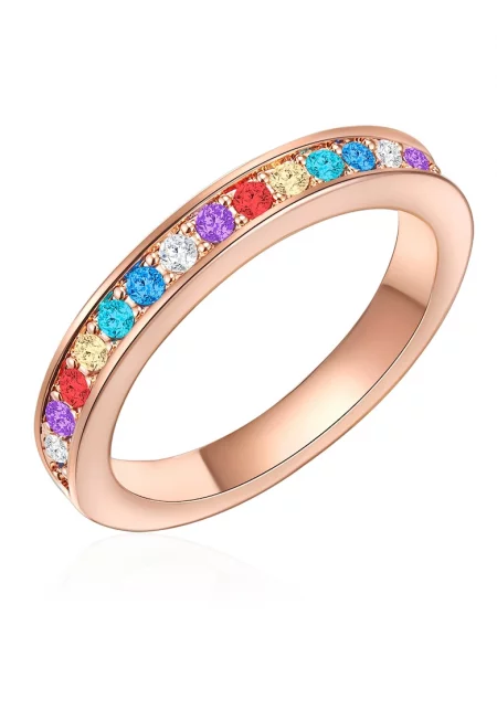 Пръстен с 14K златно покритие и европейски кристали - Розово златисто