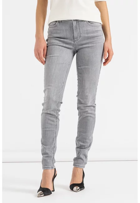 Прилепнали дънки с 5 джоба - Светло сив