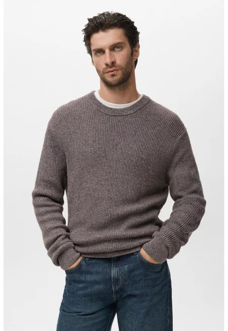 Пуловер от памук с овално деколте