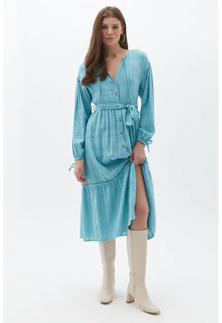 Разкроена рокля-риза - Тюркоаз
