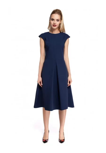 Rochie midi cu pliu frontal - Син