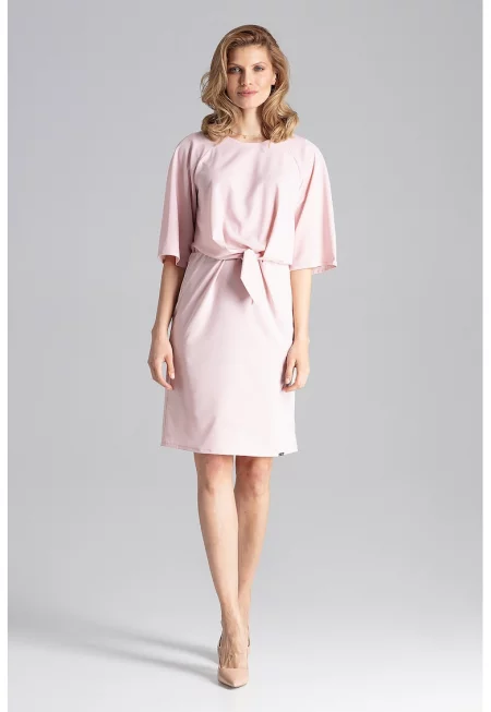 Рокля -  модерен дизайн - розова - лятна - полиестер