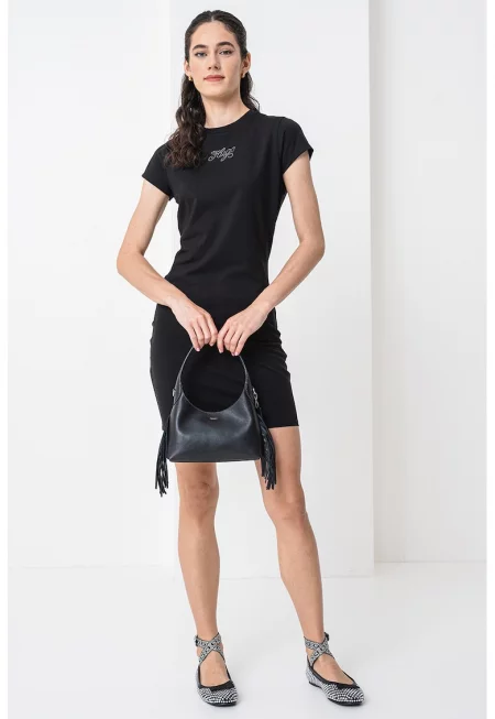 Рокля Nalix с къси ръкави - Черен