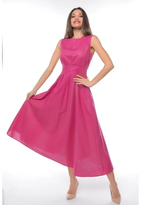 Рокля с джобове - Фуксия