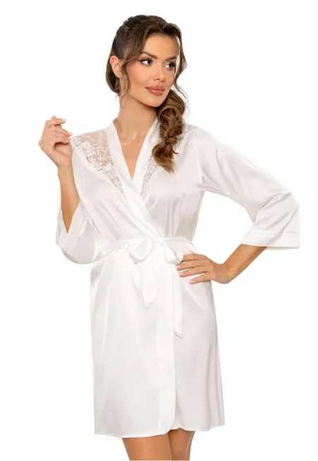 Сатенен халат с дантелени вложки и 3/4 ръкави