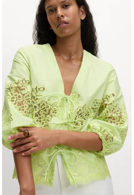 Шпиц блуза със среднодълги ръкави - Светлозелен