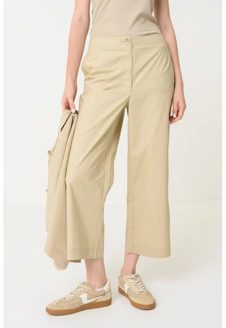Скъсен панталон с широк крачол - Бежов