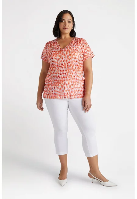 Скъсен слим панталон - Бял