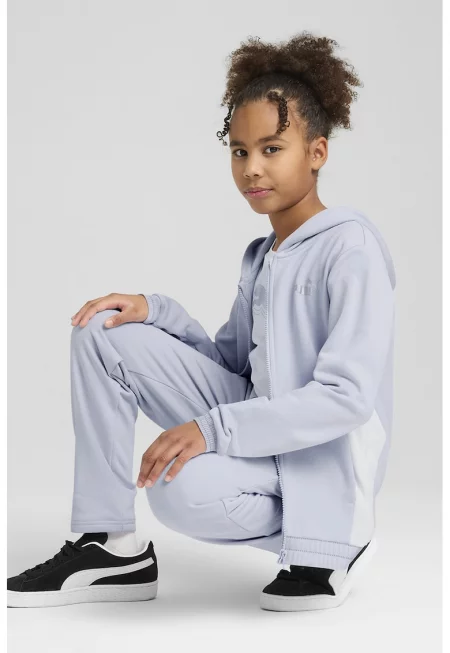 Спортен екип с цип и качулка - Светлосин