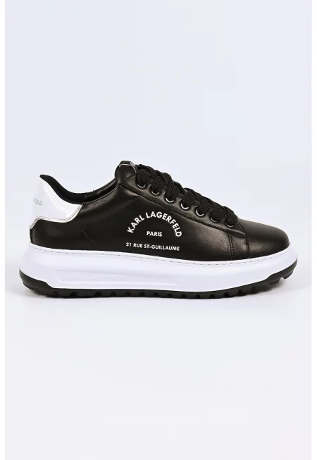 Спортни обувки с еко кожа и лого - Черен/Бял