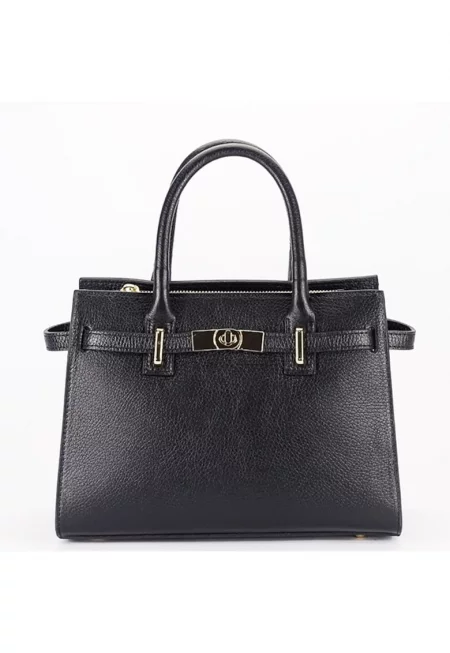 Средна чанта от естествена кожа 1727 122 - Черен