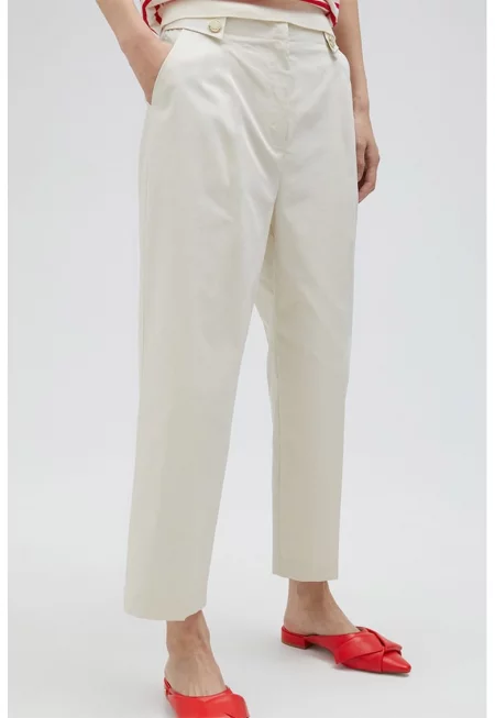 Стандартен панталон с джобове - Мръснобял