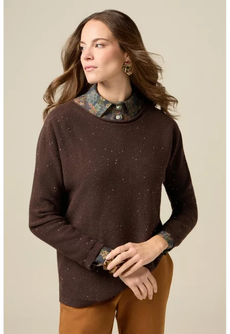 Свободен пуловер с деколте тип лодка