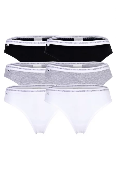 Танга с лого - 6 чифта - Черен/Сив/Бял