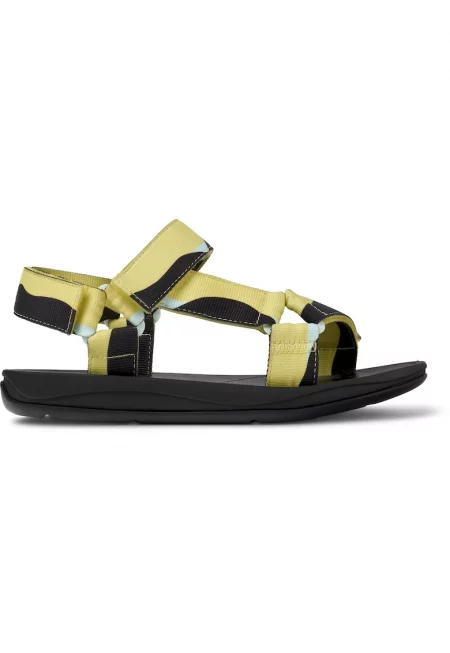 Текстилни сандали Match с велкро - Жълт