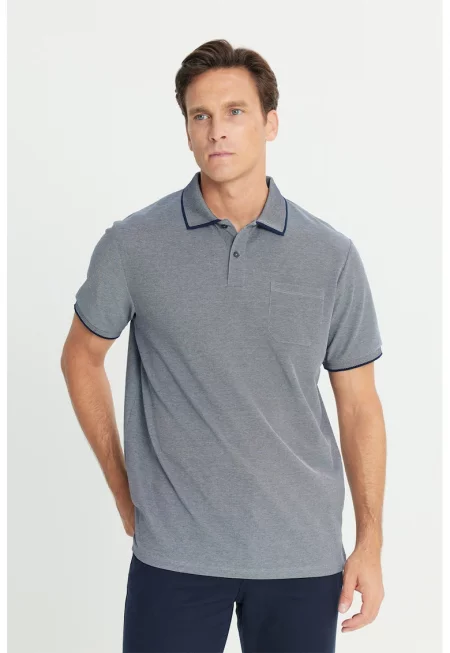 Тениска от пике с яка и джоб на гърдите