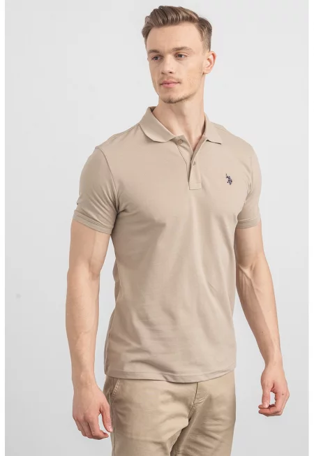 U.S. Polo Assn - Слим памучна тениска с яка
