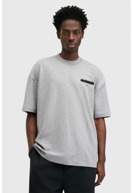 Уголемена тениска Redact от органичен памук - Черен/Светлосив меланж