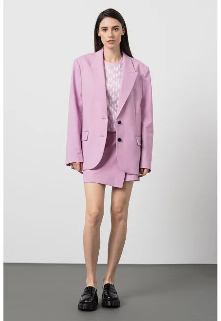 Уголемено сако с раздвоен ревер - Пастелнорозов