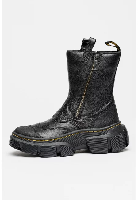 Унисекс кожени боти DMXL с двоен цип - Черен