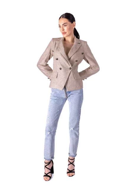 Вълнено сако с двуредно закопчаване - Прашно розово