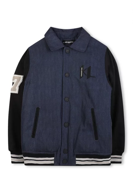 Яке бомбър с остра яка - Черен/Тъмносин