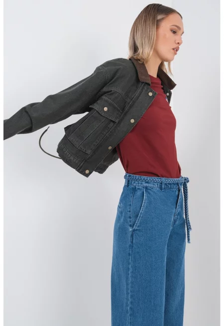 Яке Saylor от деним с уголемени джобове - Тъмнокафяв/Папратово зелено