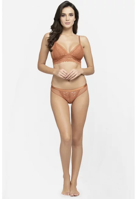 Бикини и триъгълен дантелен сутиен - Изгорен портокал