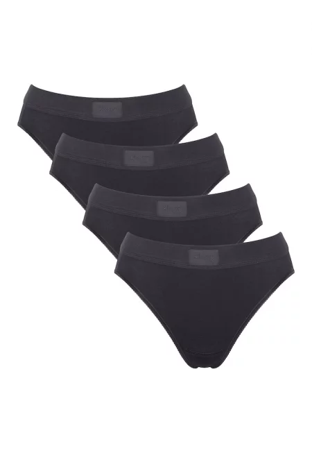 Бикини с еластична талия - 4 чифта - Черен