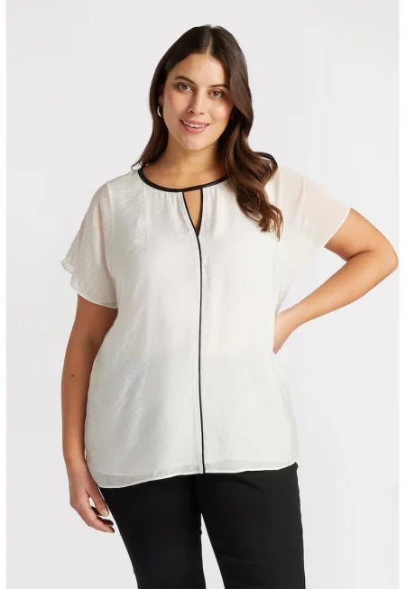 Блуза с къси ръкави - Черен/Мръснобял