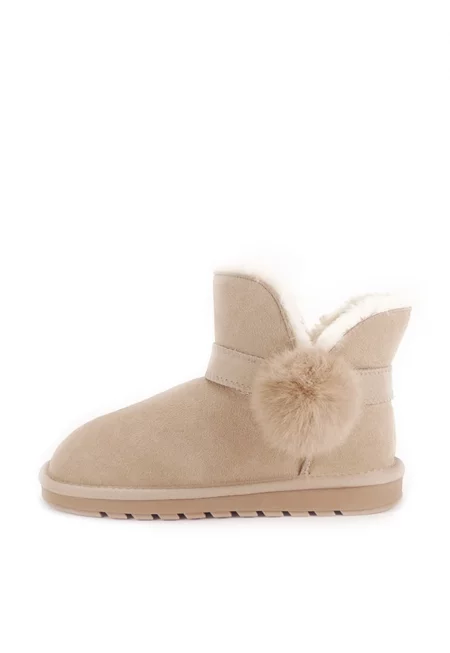 Боти бежови от естествена кожа Рита 19 9197