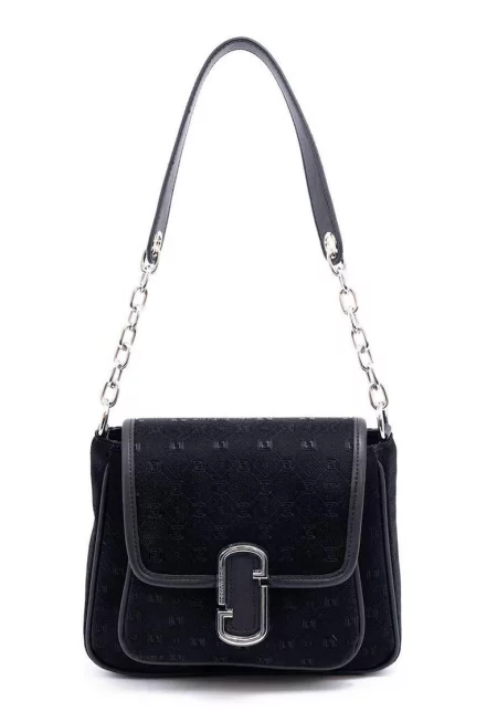 Чанта за рамо от еко кожа с отделяща се презрамка с лого - Ултрамарин синьо