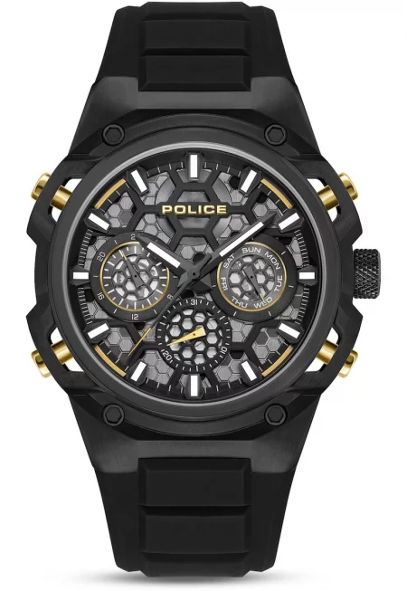 Часовник  за мъже - черен - кварцов - силиконов - 46мм