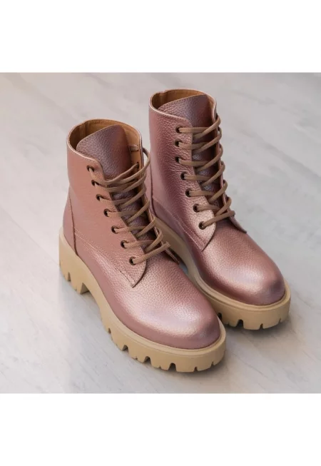 Classic Leather Worker Boots - Прашно розово