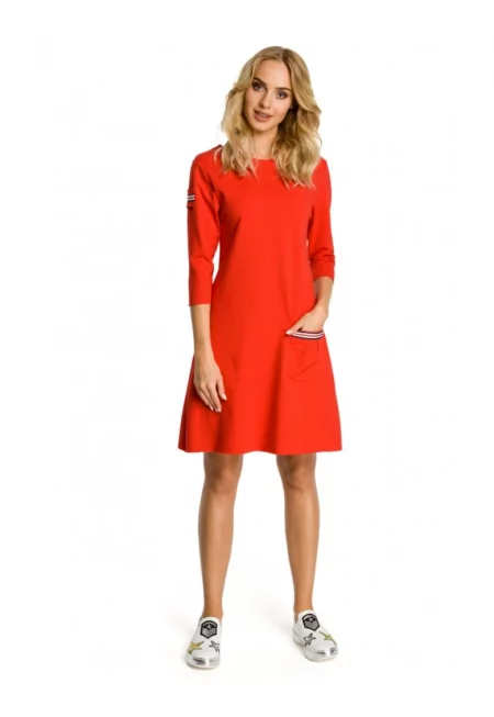 Дамска рокля -  \ памук/еластан - оранжева