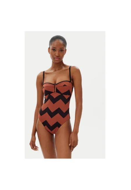 Дамски бански  C17RUK A04 - Полиамид/Еластан - Кафяв/Черен