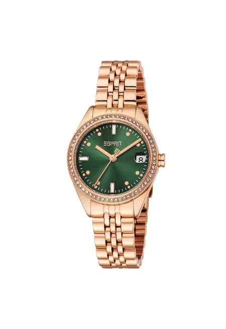 Дамски часовник  30 мм - стоманен корпус - розово-златна каишка - кварцов механизъм