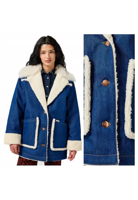 Дамско яке -  Wrange Coat - Regular Fit - Класически дизайн - Дълги ръкави - 2 джоба - С копчета - Памук - Синьо - Син