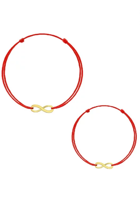 Две гривни Кабала - Майка и дете - със златен висулка 585 - 14К - Безкрайност