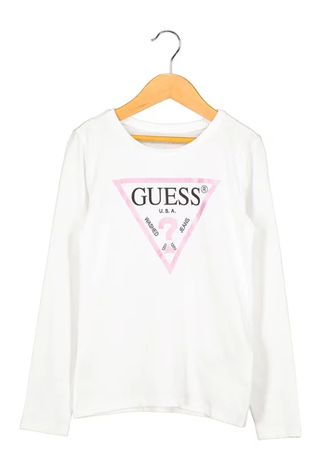 GUESS - Памучна блуза с лого