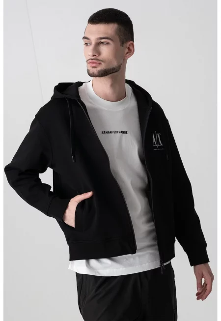 Худи с бродирано лого - Черен