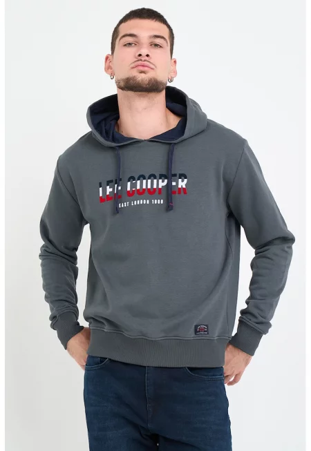 Худи с лого - Червен/Бял/Tъмносив