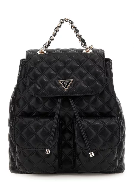 Капитонирана раница от еко кожа - Черен