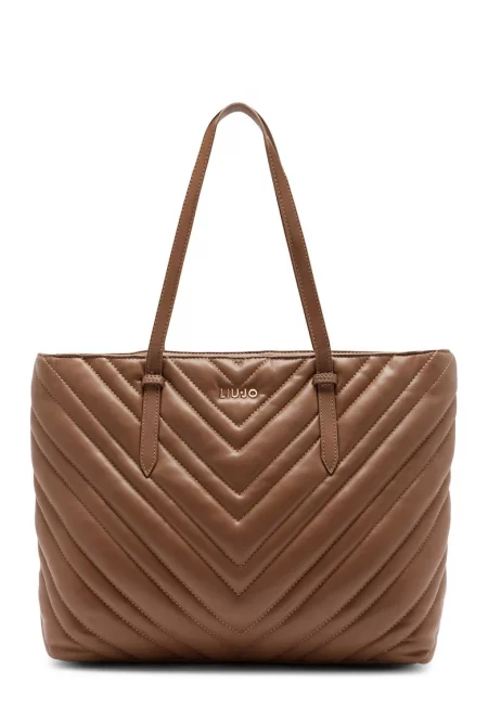 Капитонирана шопинг чанта - Светлокафяв