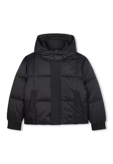 Капитонирано яке с качулка - Черен