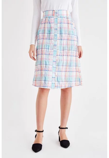Карирана пола с висока талия