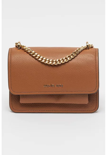 Кожена чанта през рамо Claire с релеф - Канелено кафяво