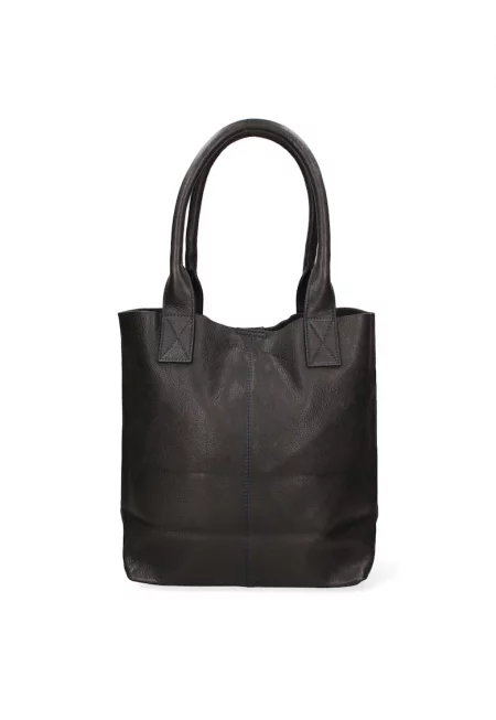 Кожена чанта през рамо с вътрешен несесер - Тъмносин